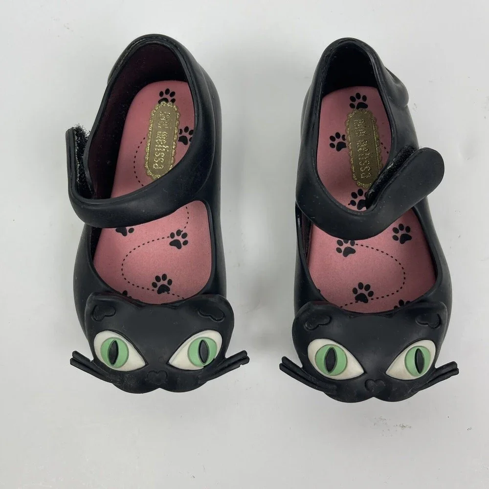 Mini‎ Melissa Black Cat Mary Jane Shoes Toddler Size 5 Halloween Festive